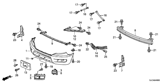 2014 Honda Ridgeline 4 Door RTL-S (SPECIAL EDITION) KA 5AT Front Bumper Diagram