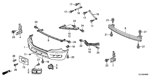 2014 Honda Ridgeline Front Bumper Diagram