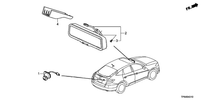 2015 Honda Crosstour Cover, Rearview Mirror Harness Diagram for 76410-TP6-R01