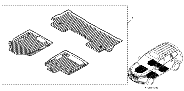 Genuine Honda OEM All-Season Floor Mat Set (Front & Rear) For Passport 2019-2022 - 08P17TGS110A