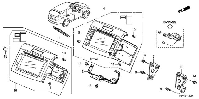 2013 Honda CR-V Bracket,Navigation Unit R Diagram for 39541-T0A-A00
