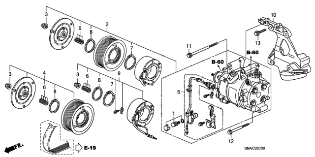 2010 Honda Civic A/C Compressor (1.8L) Diagram