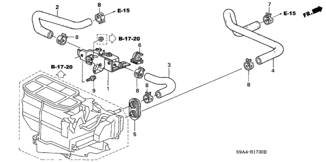 2004 Honda CR-V Hose, Water Outlet Diagram for 79725-S9A-A00