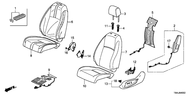 2019 Honda Civic Pad, Left Front Seat-Back Diagram for 81527-TBA-A61