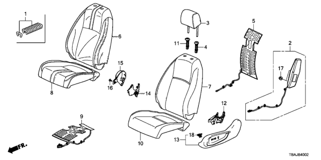 2018 Honda Civic Front Seat (Driver Side) (Power Seat) Diagram