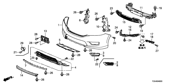 2014 Honda Accord Front Bumper Diagram