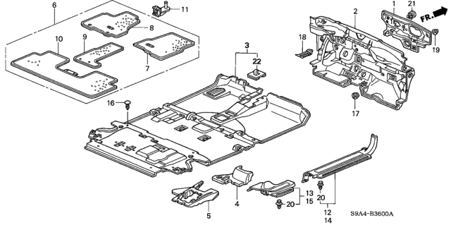 2005 Honda CR-V Floor Mat, R. FR. *NH167L* (GRAPHITE BLACK) Diagram for 83601-SCA-A00ZA