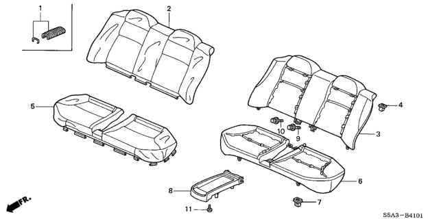 2003 Honda Civic 4 Door GX (SIDE SRS) KA CVT Rear Seat (CNG) Diagram