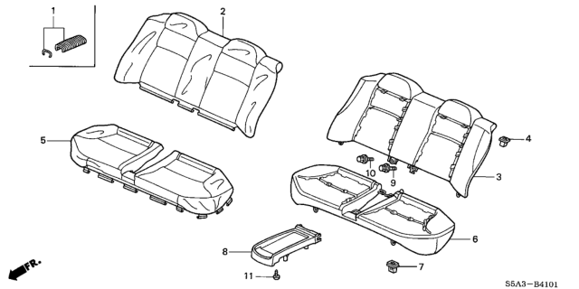 2001 Honda Civic Rear Seat (CNG) Diagram