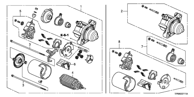 2013 Honda Crosstour 5 Door EXL (4 CYLINDER) KA 5AT Starter Motor (Mitsuba) (L4) Diagram