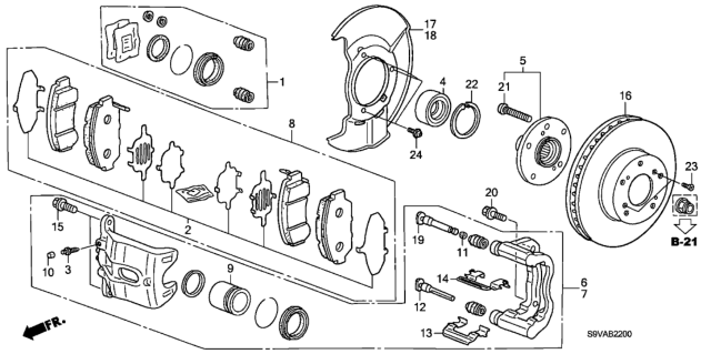 2008 Honda Pilot Front Brake Diagram