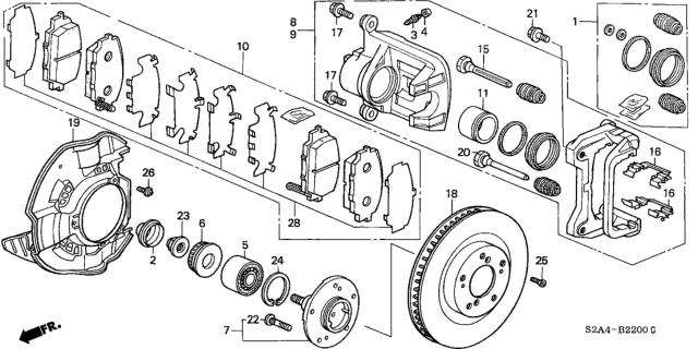 2005 Honda S2000 2 Door S2000 KA 6MT Front Brake Diagram