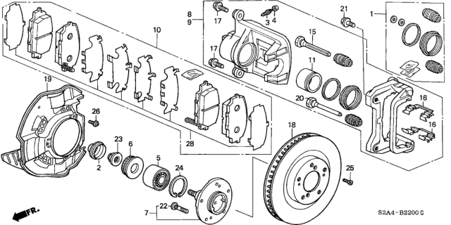 2005 Honda S2000 Splash Guard, Front Diagram for 45255-S2A-010