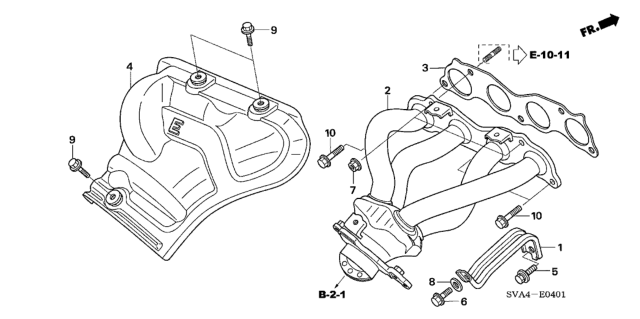 2008 Honda Civic Exhaust Manifold (2.0L) Diagram