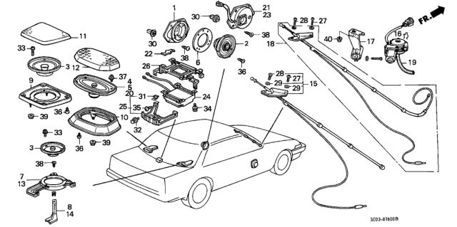 1987 Honda Accord Radio Antenna - Speaker Diagram