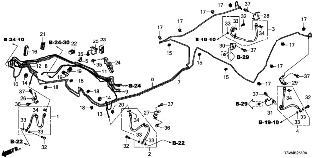 2015 Honda Accord Hybrid Set, Rear Brake Hose Diagram for 01468-T2A-A01