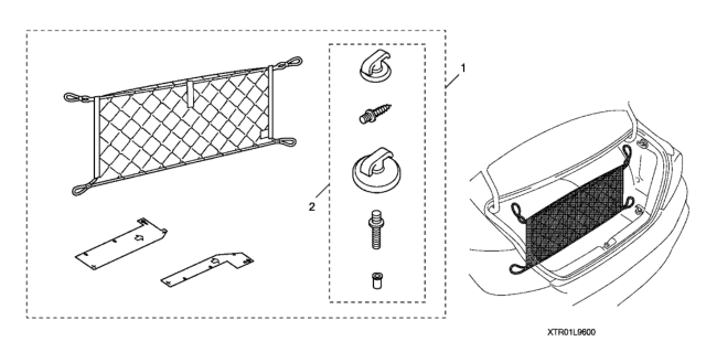 2013 Honda Civic 4 Door SI (HPT) KA 6MT Cargo Net Diagram