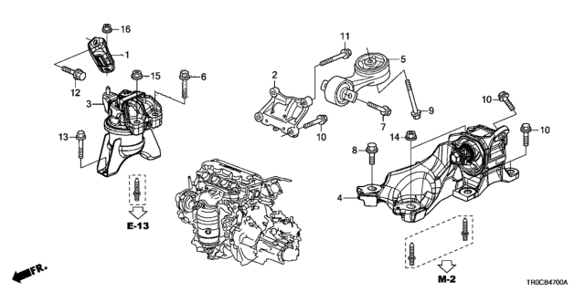 2014 Honda Civic Engine Mounts (1.8L) Diagram