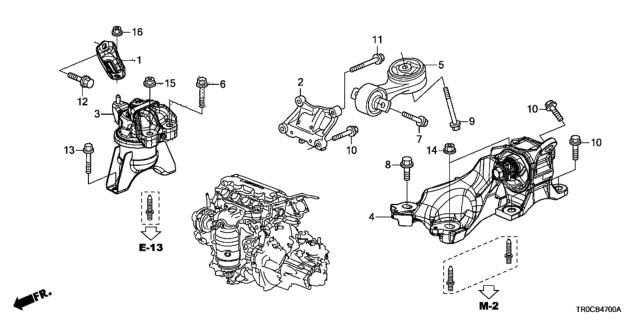 2015 Honda Civic Engine Mounts (1.8L) Diagram