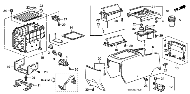 2010 Honda CR-V 5 Door EX-L (2WD) KA 5AT Center Console Diagram
