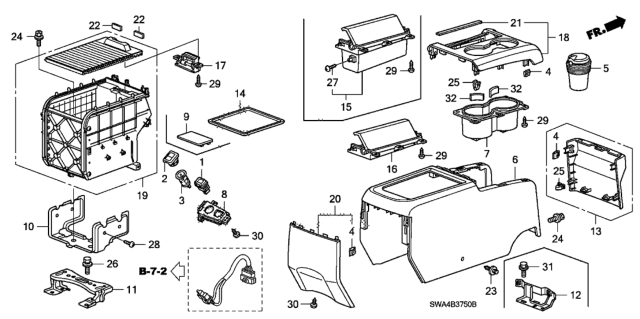 2011 Honda CR-V Panel Assy., Center Console *NH642L* (RR) (INDIGO BLACK) Diagram for 83457-SWA-J01ZB