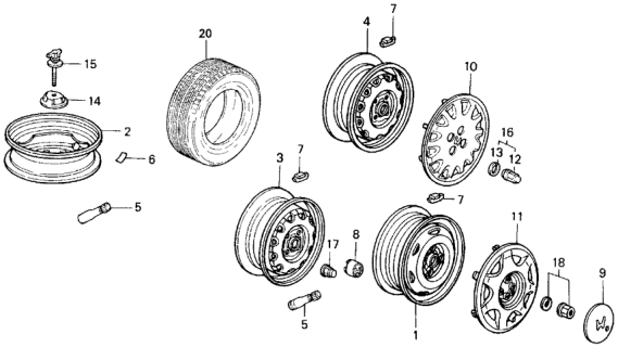 1988 Honda Civic Disk, Wheel (5-Jx13) (Black) Diagram for 42700-SH4-930