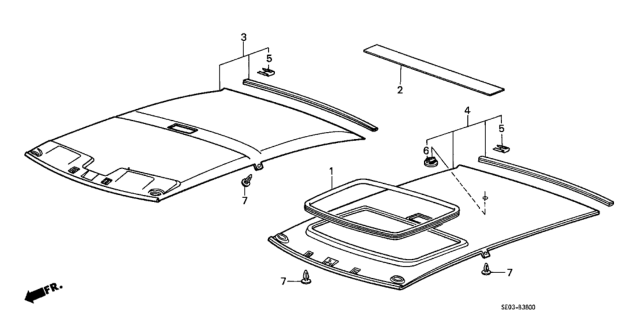 1989 Honda Accord Lining Assy., Roof *NH91L* (LOFTY GRAY) Diagram for 83200-SE3-G30ZA