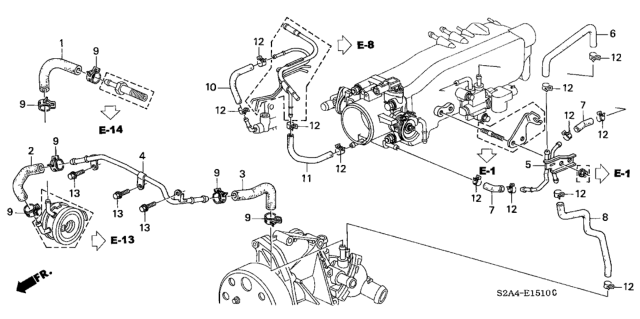2005 Honda S2000 2 Door S2000 KA 6MT Water Hose Diagram