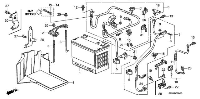 2006 Honda Pilot Cable Assembly, Starter Diagram for 32410-S9V-A02