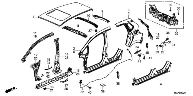 2020 Honda Fit Separator, L. Center Pillar (Outer) Diagram for 63619-T5R-A01