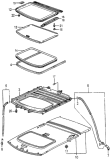 1985 Honda Accord Lining Assy., Roof *YR84L* (LIMPID BEIGE) Diagram for 71800-SA6-776ZA