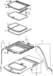 1985 Honda Accord Shade Assy., Sun *YR84L* (LIMPID BEIGE) Diagram for 71980-SA5-962ZK