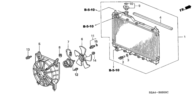 2003 Honda S2000 Motor, Cooling Fan Diagram for 19030-PCX-003