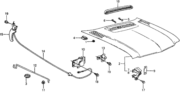 1978 Honda Civic Striker, Hood Lock Diagram for 63530-657-003