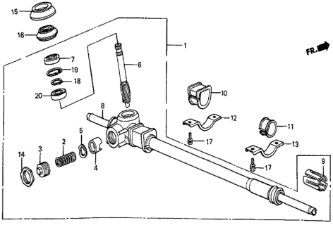 1983 Honda Prelude Bracket B, Steering Rack Diagram for 53438-SB0-000