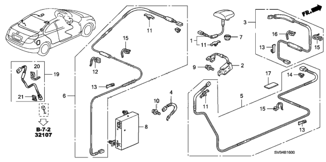 2010 Honda Civic Antenna Assembly, Xm (Rallye Red) Diagram for 39150-SVA-A01ZF