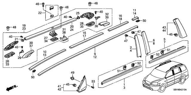 2007 Honda Pilot Garnish, R. Center Pillar *R529P* (DARK CHERRY PEARL) Diagram for 75600-S9V-A01ZV