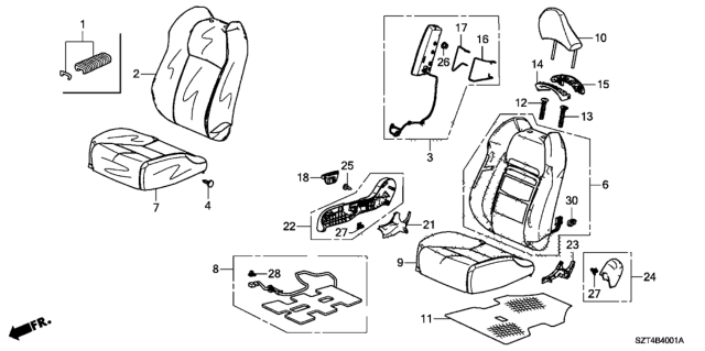 2012 Honda CR-Z Front Seat (Passenger Side) Diagram