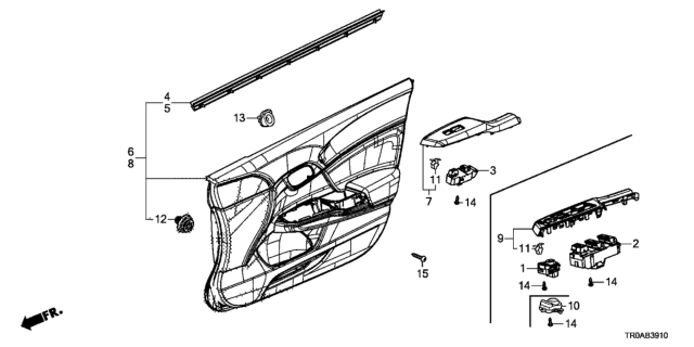 2013 Honda Civic Lining Assy., R. FR. Door (Typea) (LEA) Diagram for 83500-TR3-A41ZD