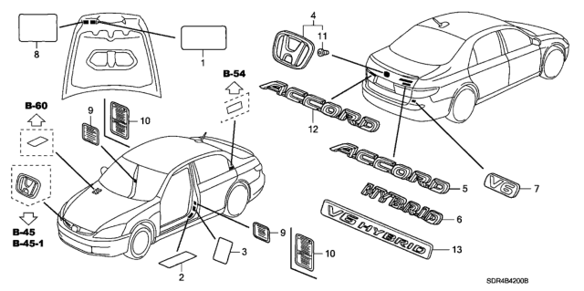 2006 Honda Accord Hybrid Emblem, Rear (Accord) Diagram for 75722-SDA-A10