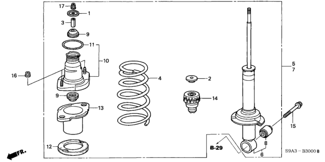 2003 Honda CR-V Rear Shock Absorber Diagram