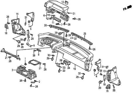 1987 Honda Prelude 2 Door SI KA 5MT Instrument Panel Diagram