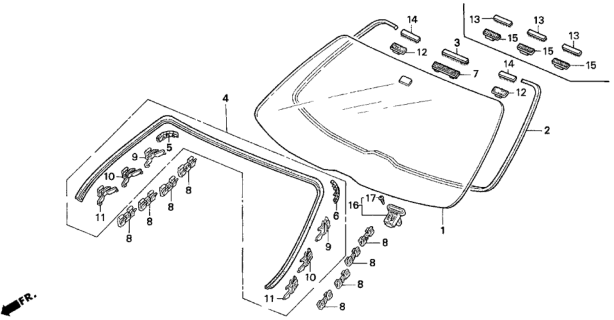 1995 Honda Prelude Glass, Front Windshield (Aptech) Diagram for 73111-SS0-A01