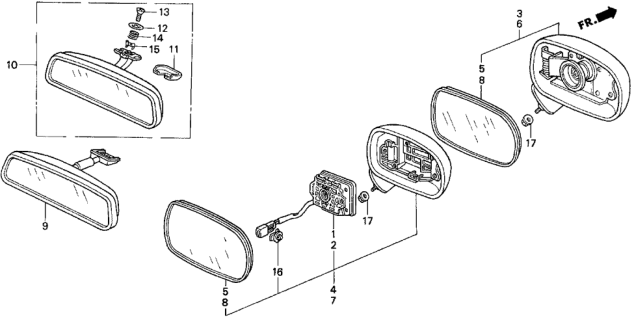 1994 Honda Del Sol 2 Door V-TEC KA 5MT Mirror Diagram