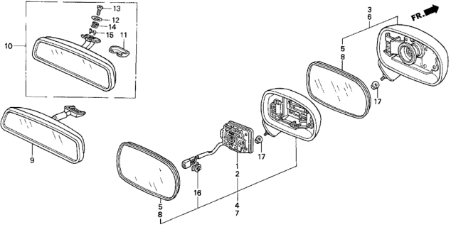 1993 Honda Del Sol Mirror Assembly, Driver Side Door (Samba Green Pearl) Diagram for 76250-SR2-A12ZB