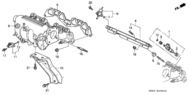 1995 Honda Civic Manifold, Intake Diagram for 17100-P28-L00