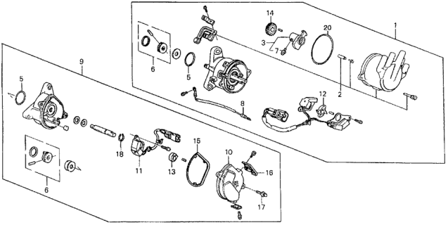 1989 Honda Prelude Distributor Assembly (Td-02P) Diagram for 30100-PK2-016