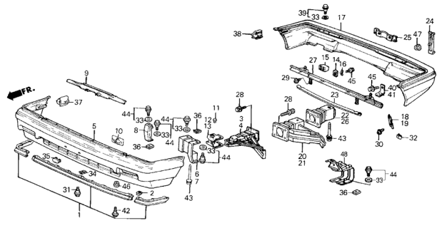 1984 Honda Civic 4 Door GL KA 5MT Bumper Diagram