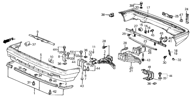 1984 Honda Civic Bracket, R. FR. Bumper Diagram for 62512-SB4-010