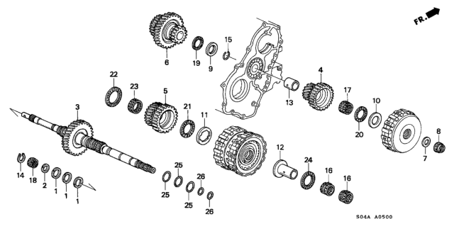 2000 Honda Civic 4 Door GX (ABS) KA 4AT AT Mainshaft Diagram